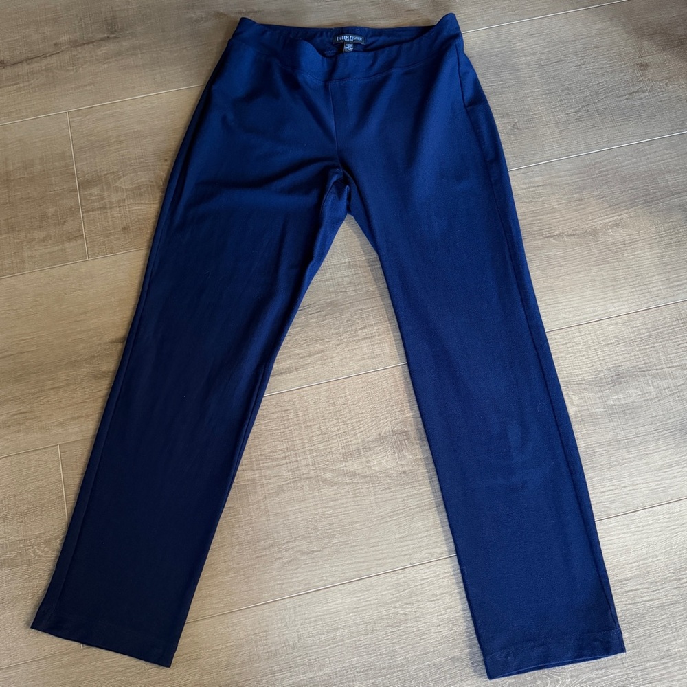 Eileen Fisher Petite‎ Pants 27x25 Navy Viscose Blend Pull On Straight Leg Ankle